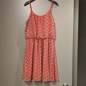 Francesca's orange cube geometric chiffon dress